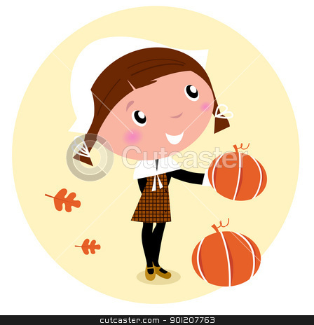To use this stock image in your creative project, please select the size you need over to the right and click the "Add to Cart" button.
Your downloaded image will come with the Cutcaster watermark removed so don’t worry about the watermark you see on this page. Thanksgiving day, Harvest - Pilgrim Child with pumpkin head stock vector clipart, Cute Pilgrim Child during Thanksgiving day - vector cartoon Illustration.
by BEEANDGLOW