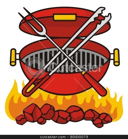 To use this stock image in your creative project, please select the size you need over to the right and click the "Add to Cart" button.
Your downloaded image will come with the Cutcaster watermark removed so don’t worry about the watermark you see on this page. Barbeque grill stock vector clipart, Barbeque grill over flaming charcoal with crossed fork and tongs. by fractal.gr