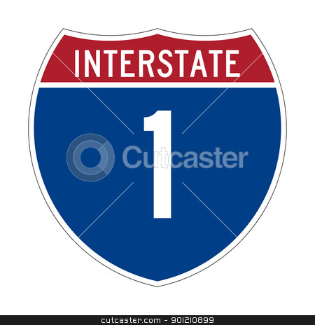 To use this stock image in your creative project, please select the size you need over to the right and click the "Add to Cart" button.
Your downloaded image will come with the Cutcaster watermark removed so don’t worry about the watermark you see on this page. Interstate Highway 1 sign stock photo, American Interstate Highway one sign or shield; isolated on white background. by Martin Crowdy