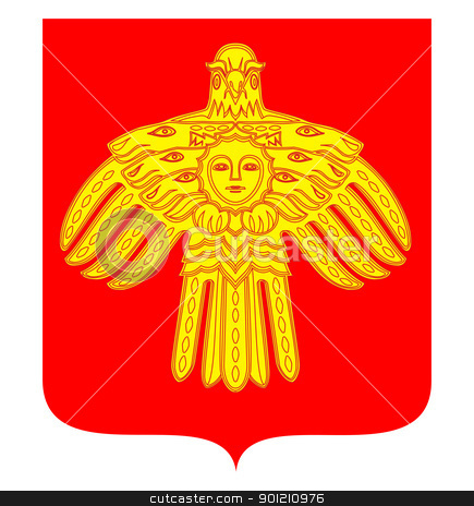 To use this stock image in your creative project, please select the size you need over to the right and click the "Add to Cart" button.
Your downloaded image will come with the Cutcaster watermark removed so don’t worry about the watermark you see on this page. Komi Republic coat of arms stock photo, Russian federation state of Komi Republic coat of arms or seal; isolated on white background. by Martin Crowdy