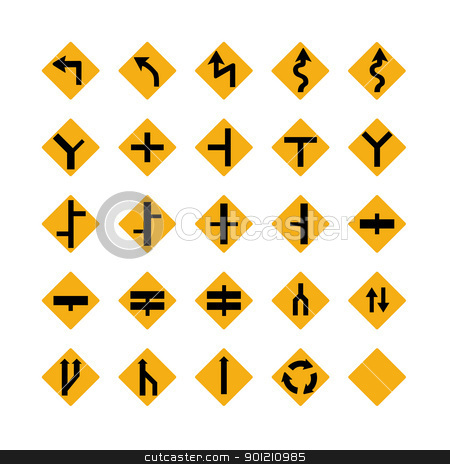 To use this stock image in your creative project, please select the size you need over to the right and click the "Add to Cart" button.
Your downloaded image will come with the Cutcaster watermark removed so don’t worry about the watermark you see on this page. Traffic signs stock photo, Illustrated set of amber traffic signs; isolated on white background by Martin Crowdy