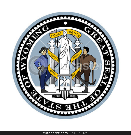 To use this stock image in your creative project, please select the size you need over to the right and click the "Add to Cart" button.
Your downloaded image will come with the Cutcaster watermark removed so don’t worry about the watermark you see on this page. Wyoming state seal stock photo, Seal of American state of Wyoming; isolated on whiite background. by Martin Crowdy
