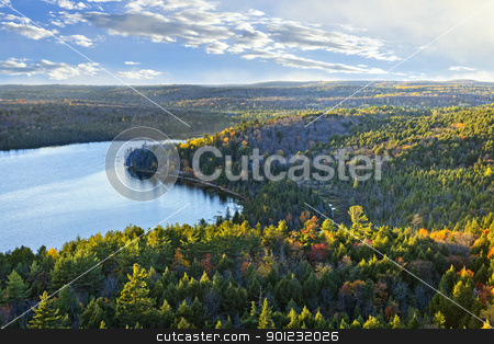 To use this stock image in your creative project, please select the size you need over to the right and click the "Add to Cart" button.
Your downloaded image will come with the Cutcaster watermark removed so don’t worry about the watermark you see on this page. Fall forest and lake top view stock photo, Fall forest and lake with colorful trees from above in Algonquin Park, Canada by Elena Elisseeva