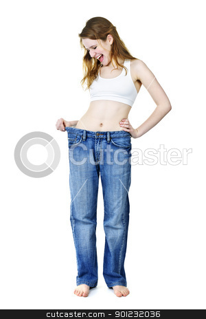 To use this stock image in your creative project, please select the size you need over to the right and click the "Add to Cart" button.
Your downloaded image will come with the Cutcaster watermark removed so don’t worry about the watermark you see on this page. Happy girl in jeans after losing weight stock photo, Excited fit young woman in loose old jeans after losing weight isolated on white by Elena Elisseeva
