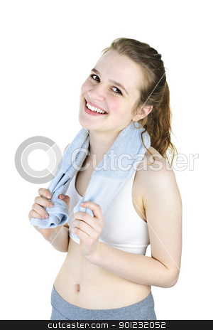 To use this stock image in your creative project, please select the size you need over to the right and click the "Add to Cart" button.
Your downloaded image will come with the Cutcaster watermark removed so don’t worry about the watermark you see on this page. Happy fit girl after working out stock photo, Happy fit young woman after workout holding towel by Elena Elisseeva