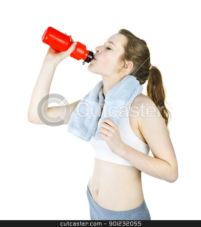 To use this stock image in your creative project, please select the size you need over to the right and click the "Add to Cart" button.
Your downloaded image will come with the Cutcaster watermark removed so don’t worry about the watermark you see on this page. Fit girl drinking water stock photo, Happy fit young woman drinking from water bottle after workout by Elena Elisseeva