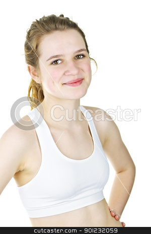 To use this stock image in your creative project, please select the size you need over to the right and click the "Add to Cart" button.
Your downloaded image will come with the Cutcaster watermark removed so don’t worry about the watermark you see on this page. Happy active fitness girl stock photo, Pretty fit young woman ready for workout on white background by Elena Elisseeva