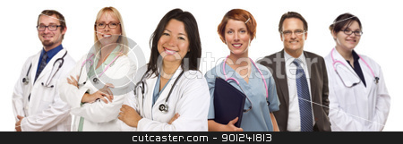 To use this stock image in your creative project, please select the size you need over to the right and click the "Add to Cart" button.
Your downloaded image will come with the Cutcaster watermark removed so don’t worry about the watermark you see on this page. Group of Doctors or Nurses on a White Background stock photo, Group of Doctors or Nurses Isolated on a White Background. by Andy Dean