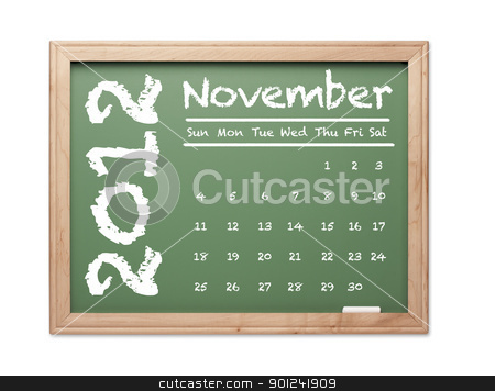 To use this stock image in your creative project, please select the size you need over to the right and click the "Add to Cart" button.
Your downloaded image will come with the Cutcaster watermark removed so don’t worry about the watermark you see on this page. November 2012 Calendar on Green Chalkboard stock photo, Month of November 2012 Calendar on Green Chalkboard Over White Background. by Andy Dean