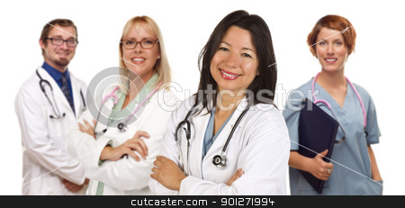To use this stock image in your creative project, please select the size you need over to the right and click the "Add to Cart" button.
Your downloaded image will come with the Cutcaster watermark removed so don’t worry about the watermark you see on this page. Group of Doctors or Nurses on a White Background stock photo, Group of Doctors or Nurses Isolated on a White Background. by Andy Dean