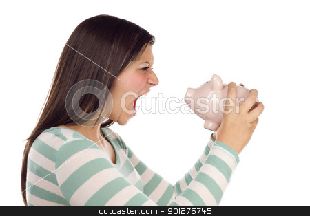 To use this stock image in your creative project, please select the size you need over to the right and click the "Add to Cart" button.
Your downloaded image will come with the Cutcaster watermark removed so don’t worry about the watermark you see on this page. Ethnic Female Yelling At Piggy Bank on White stock photo, Angry Ethnic Female Yelling At Her Piggy Bank Isolated on a White Background. by Andy Dean