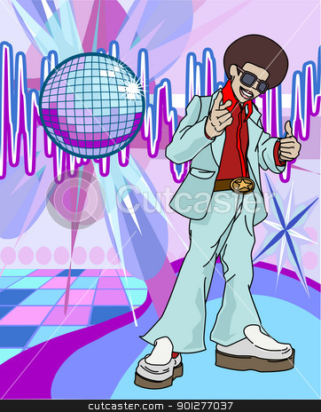 To use this stock image in your creative project, please select the size you need over to the right and click the "Add to Cart" button.
Your downloaded image will come with the Cutcaster watermark removed so don’t worry about the watermark you see on this page. Image of disco man stock vector clipart, a 70s funky guy giving a thumb up by Christos Georghiou