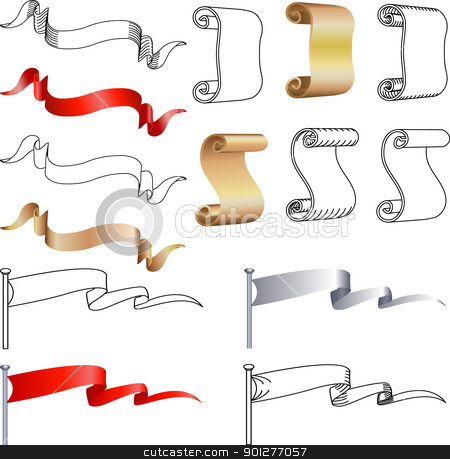 To use this stock image in your creative project, please select the size you need over to the right and click the "Add to Cart" button.
Your downloaded image will come with the Cutcaster watermark removed so don’t worry about the watermark you see on this page. Scroll, banner, and flag design elements stock vector clipart, Scroll, banner, and flag design elements, several alternatives. by Christos Georghiou