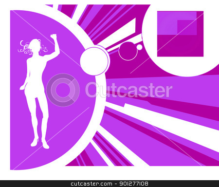 To use this stock image in your creative project, please select the size you need over to the right and click the "Add to Cart" button.
Your downloaded image will come with the Cutcaster watermark removed so don’t worry about the watermark you see on this page. Dancer and background stock vector clipart, Female in silhouette dancing, with background. by Christos Georghiou