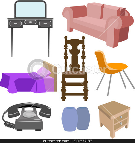 To use this stock image in your creative project, please select the size you need over to the right and click the "Add to Cart" button.
Your downloaded image will come with the Cutcaster watermark removed so don’t worry about the watermark you see on this page. furniture set stock vector clipart, A selection of furniture by Christos Georghiou
