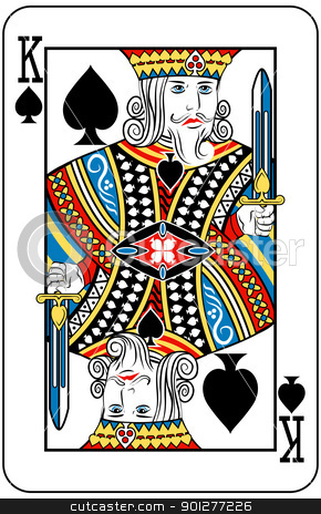 To use this stock image in your creative project, please select the size you need over to the right and click the "Add to Cart" button.
Your downloaded image will come with the Cutcaster watermark removed so don’t worry about the watermark you see on this page. king of spades stock vector clipart, King of Spades playing card by Christos Georghiou