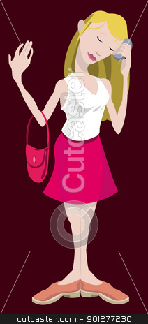 To use this stock image in your creative project, please select the size you need over to the right and click the "Add to Cart" button.
Your downloaded image will come with the Cutcaster watermark removed so don’t worry about the watermark you see on this page. woman using her mobile phone stock vector clipart, Young woman on mobile phone. by Christos Georghiou
