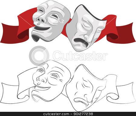 To use this stock image in your creative project, please select the size you need over to the right and click the "Add to Cart" button.
Your downloaded image will come with the Cutcaster watermark removed so don’t worry about the watermark you see on this page. Theatre comedy and tragedy masks stock vector clipart, Theatre comedy and tragedy masks. by Christos Georghiou