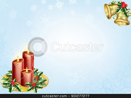 To use this stock image in your creative project, please select the size you need over to the right and click the "Add to Cart" button.
Your downloaded image will come with the Cutcaster watermark removed so don’t worry about the watermark you see on this page. christmas background stock vector clipart, a christmas background with candles, bells and holly. by Christos Georghiou