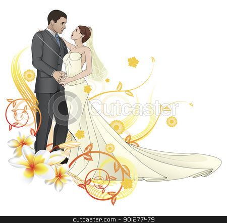 To use this stock image in your creative project, please select the size you need over to the right and click the "Add to Cart" button.
Your downloaded image will come with the Cutcaster watermark removed so don’t worry about the watermark you see on this page. Bride and groom dancing floral background stock vector clipart, Bride and groom looking into each others eyes dancing abstract floral background by Christos Georghiou