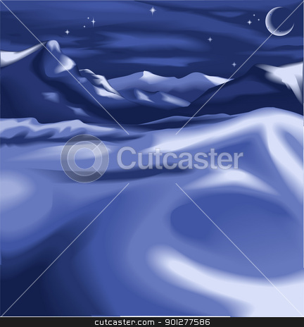To use this stock image in your creative project, please select the size you need over to the right and click the "Add to Cart" button.
Your downloaded image will come with the Cutcaster watermark removed so don’t worry about the watermark you see on this page. christmas background stock vector clipart, Beautiful snowy night time winter landscape scene, with the moon and stars. No meshes used. by Christos Georghiou
