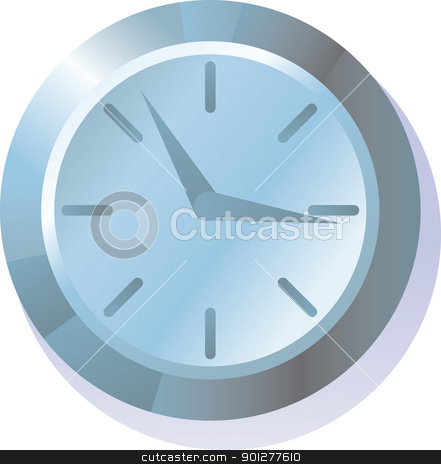 To use this stock image in your creative project, please select the size you need over to the right and click the "Add to Cart" button.
Your downloaded image will come with the Cutcaster watermark removed so don’t worry about the watermark you see on this page. Clock Illustration stock vector clipart, An illustration of a metallic clock on a wall by Christos Georghiou