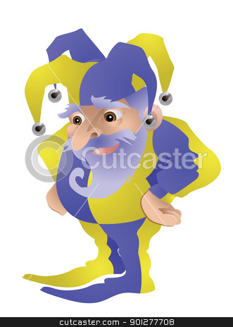To use this stock image in your creative project, please select the size you need over to the right and click the "Add to Cart" button.
Your downloaded image will come with the Cutcaster watermark removed so don’t worry about the watermark you see on this page. Funny Jester illustration stock vector clipart, An illustration of a cute old jester by Christos Georghiou