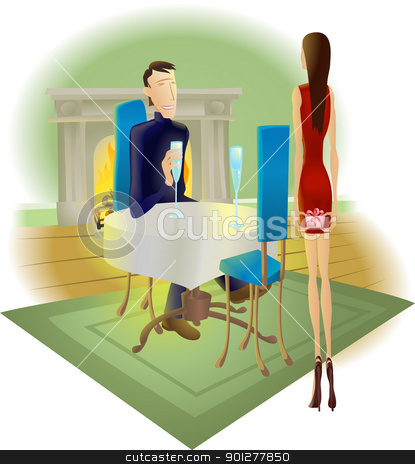 To use this stock image in your creative project, please select the size you need over to the right and click the "Add to Cart" button.
Your downloaded image will come with the Cutcaster watermark removed so don’t worry about the watermark you see on this page. surprise romantic gift stock vector clipart, A beautiful woman giving a surprise romantic gift to her handsome partner by Christos Georghiou
