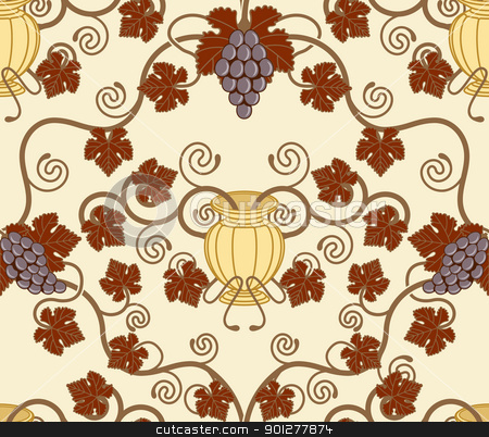 To use this stock image in your creative project, please select the size you need over to the right and click the "Add to Cart" button.
Your downloaded image will come with the Cutcaster watermark removed so don’t worry about the watermark you see on this page. beautiful vine leaf and urn seamless tile design stock vector clipart, Beautiful vine leaf and urn seamless tile. Designed to look at its best when tiled. by Christos Georghiou