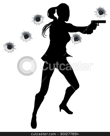 To use this stock image in your creative project, please select the size you need over to the right and click the "Add to Cart" button.
Your downloaded image will come with the Cutcaster watermark removed so don’t worry about the watermark you see on this page. Gunfight action woman stock vector clipart, Female heroin leaping through the air in film style gunfight action sequence. by Christos Georghiou
