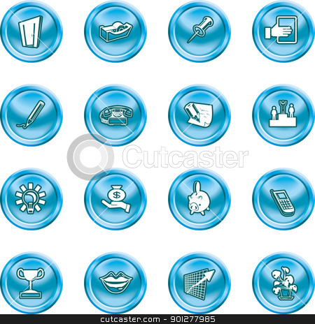 To use this stock image in your creative project, please select the size you need over to the right and click the "Add to Cart" button.
Your downloaded image will come with the Cutcaster watermark removed so don’t worry about the watermark you see on this page. office and business icons stock vector clipart, A series set of office and business icons by Christos Georghiou