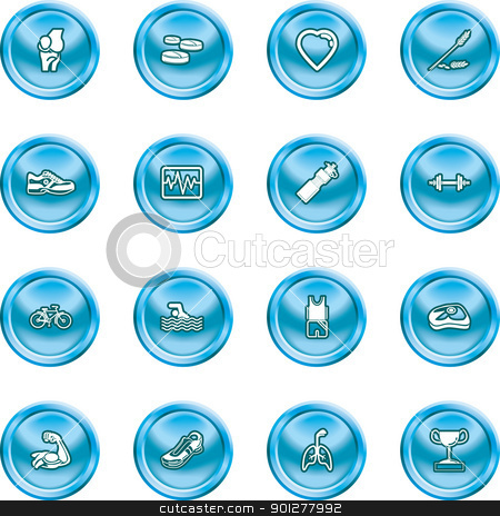 To use this stock image in your creative project, please select the size you need over to the right and click the "Add to Cart" button.
Your downloaded image will come with the Cutcaster watermark removed so don’t worry about the watermark you see on this page. health and fitness icons stock vector clipart, icons or design elements relating to health and fitness by Christos Georghiou