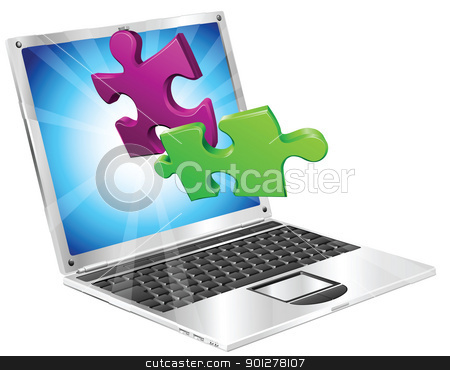 To use this stock image in your creative project, please select the size you need over to the right and click the "Add to Cart" button.
Your downloaded image will come with the Cutcaster watermark removed so don’t worry about the watermark you see on this page. Jigsaw puzzle pieces flying out of laptop computer stock vector clipart, Jigsaw puzzle pieces flying out of a stylish laptop computer. Computer application concept. by Christos Georghiou