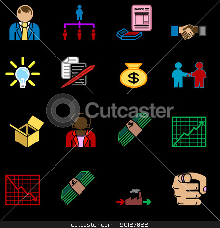 To use this stock image in your creative project, please select the size you need over to the right and click the "Add to Cart" button.
Your downloaded image will come with the Cutcaster watermark removed so don’t worry about the watermark you see on this page. business icon set stock vector clipart, Icons or design elements related to business and organisation. by Christos Georghiou
