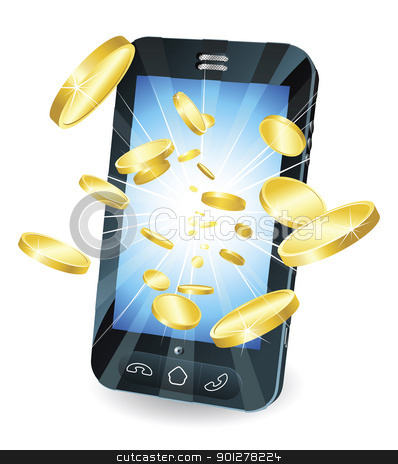 To use this stock image in your creative project, please select the size you need over to the right and click the "Add to Cart" button.
Your downloaded image will come with the Cutcaster watermark removed so don’t worry about the watermark you see on this page. Gold coins flying out of smart mobile phone stock vector clipart, Conceptual illustration. Money in form of gold coins flying out of new style smart mobile phone. by Christos Georghiou
