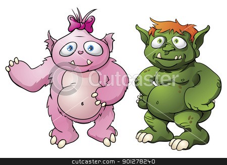 To use this stock image in your creative project, please select the size you need over to the right and click the "Add to Cart" button.
Your downloaded image will come with the Cutcaster watermark removed so don’t worry about the watermark you see on this page. Cute monster cartoon characters stock vector clipart, A couple of cute cartoon character monster mascots. Maybe a married couple? by Christos Georghiou