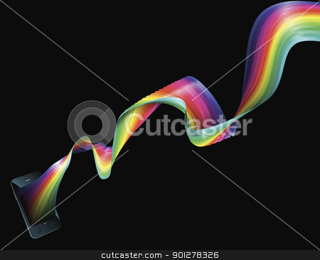 To use this stock image in your creative project, please select the size you need over to the right and click the "Add to Cart" button.
Your downloaded image will come with the Cutcaster watermark removed so don’t worry about the watermark you see on this page. Smart phone rainbow background stock vector clipart, An abstract background with mobile cell phone with a rainbow flowing out of it by Christos Georghiou