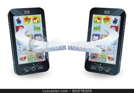 To use this stock image in your creative project, please select the size you need over to the right and click the "Add to Cart" button.
Your downloaded image will come with the Cutcaster watermark removed so don’t worry about the watermark you see on this page. Smartphones communicating stock vector clipart, Smartphones communicating via wireless technology concept by Christos Georghiou