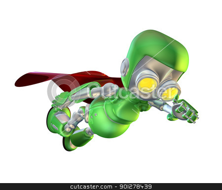 To use this stock image in your creative project, please select the size you need over to the right and click the "Add to Cart" button.
Your downloaded image will come with the Cutcaster watermark removed so don’t worry about the watermark you see on this page. Cute green metal robot superhero character stock photo,
A cute green glossy shiny silver metallic superhero super hero robot character flying through the air with a red cape in a classic superhero pose.
by Christos Georghiou