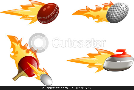 To use this stock image in your creative project, please select the size you need over to the right and click the "Add to Cart" button.
Your downloaded image will come with the Cutcaster watermark removed so don’t worry about the watermark you see on this page. Glossy shiny flame sport icons stock vector clipart, A glossy shiny sport icon set with flames and fire. Golf ball, cricket ball, ping pong bat and ball and curling stone flying fast through the air with flames and fire jetting out the back
by Christos Georghiou