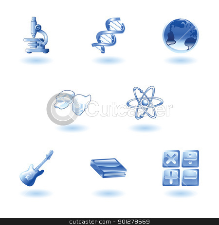 To use this stock image in your creative project, please select the size you need over to the right and click the "Add to Cart" button.
Your downloaded image will come with the Cutcaster watermark removed so don’t worry about the watermark you see on this page. Glossy category education web icons stock vector clipart, a subject or category icon set eg. science, maths, literature, geography, music, physics etc
by Christos Georghiou