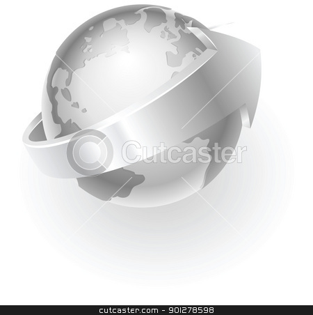 To use this stock image in your creative project, please select the size you need over to the right and click the "Add to Cart" button.
Your downloaded image will come with the Cutcaster watermark removed so don’t worry about the watermark you see on this page. silver metallic globe stock vector clipart, Illustration of a silver metallic globe with an arrow around it by Christos Georghiou