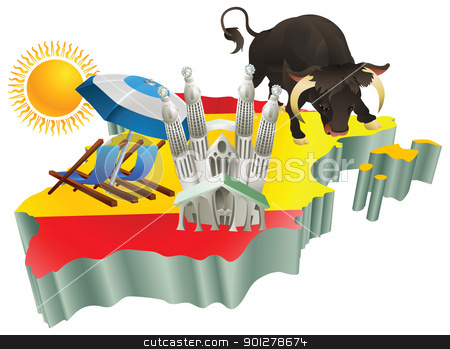 To use this stock image in your creative project, please select the size you need over to the right and click the "Add to Cart" button.
Your downloaded image will come with the Cutcaster watermark removed so don’t worry about the watermark you see on this page. Illustration Spanish tourist attractions in Spain stock vector clipart, An illustration of some Spanish tourist attractions in Spain. by Christos Georghiou