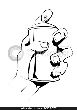 To use this stock image in your creative project, please select the size you need over to the right and click the "Add to Cart" button.
Your downloaded image will come with the Cutcaster watermark removed so don’t worry about the watermark you see on this page. graff spray can stock vector clipart, Black and white illustration of hand holding spray can by Christos Georghiou