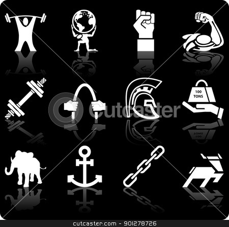 To use this stock image in your creative project, please select the size you need over to the right and click the "Add to Cart" button.
Your downloaded image will come with the Cutcaster watermark removed so don’t worry about the watermark you see on this page. strength icons stock vector clipart, A conceptual icon set relating to strength. by Christos Georghiou