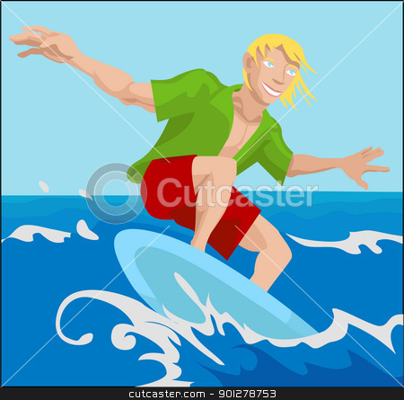 To use this stock image in your creative project, please select the size you need over to the right and click the "Add to Cart" button.
Your downloaded image will come with the Cutcaster watermark removed so don’t worry about the watermark you see on this page. surfer illustration stock vector clipart, a surfer surfing a wave by Christos Georghiou