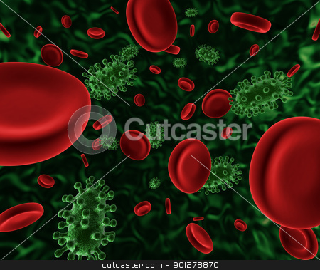 To use this stock image in your creative project, please select the size you need over to the right and click the "Add to Cart" button.
Your downloaded image will come with the Cutcaster watermark removed so don’t worry about the watermark you see on this page. virus and blood cells stock photo, 3d render of microscopic virus and blood cells by Christos Georghiou