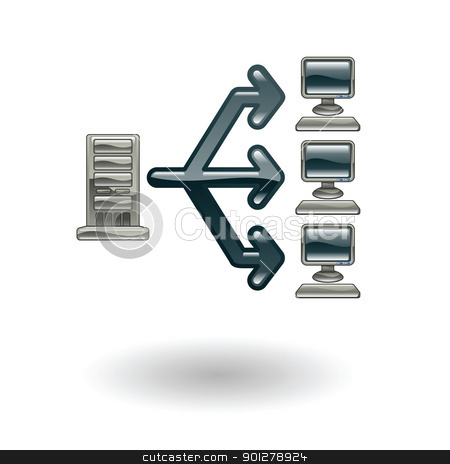 To use this stock image in your creative project, please select the size you need over to the right and click the "Add to Cart" button.
Your downloaded image will come with the Cutcaster watermark removed so don’t worry about the watermark you see on this page. web server Illustration stock vector clipart, Illustration of a web server and computers by Christos Georghiou