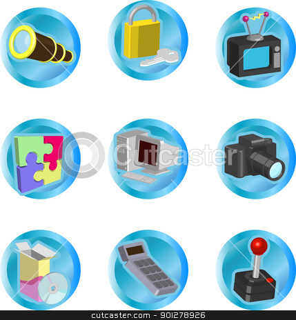 To use this stock image in your creative project, please select the size you need over to the right and click the "Add to Cart" button.
Your downloaded image will come with the Cutcaster watermark removed so don’t worry about the watermark you see on this page. internet web icons stock vector clipart, color icon set or design elements relating to web and computing by Christos Georghiou