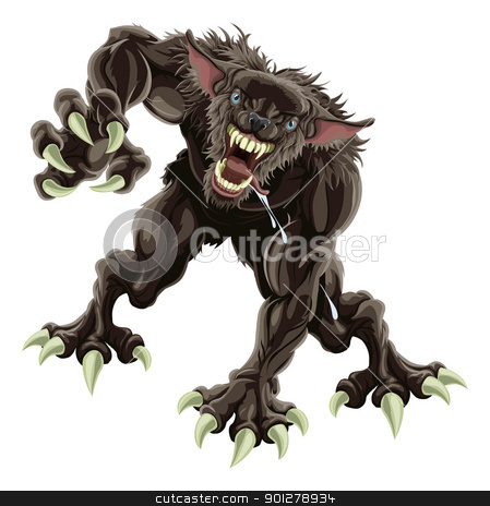 To use this stock image in your creative project, please select the size you need over to the right and click the "Add to Cart" button.
Your downloaded image will come with the Cutcaster watermark removed so don’t worry about the watermark you see on this page. Werewolf illustration stock vector clipart, A fearsome werewolf monster attacking the viewer by Christos Georghiou